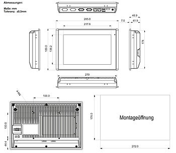 Panel-PC-ARCHMI-710 Abmessungen