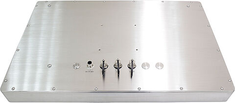 Industrie-Panel-PC (IPC) 21,5 Zoll Rückseite mit M12-Anschlüssen Edelstahl ViTAM-812R