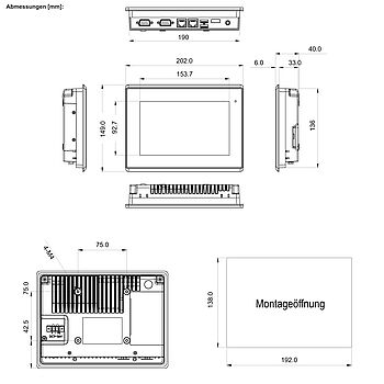 Panel-PC-ARCHMI-707 Abmessungen