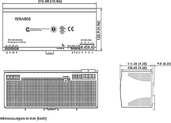 Abmessungen für WRA960 Abmessungen WRA960
