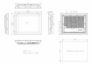 Abmessungen 17 Zoll Display FABS-117