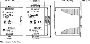 Netzgerät DRA240-24 Abmessungen