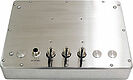 Rückseite des ViTAM612R Industrie-Panel-PC (IPC), 12 Zoll, Edelstahl-Gehäuse mit M12-Anschlüssen