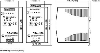Netzgerät DRAN120-24 Abmessungen