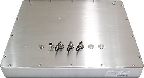Industrie-Panel-PC 17 Zoll Rückseite ViTAM-817P Edelstahl mit M12-Anschlüssen