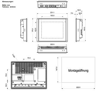 Panel-PC-ARCHMI-708 Abmessungen